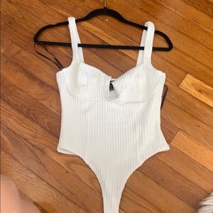 White ribbed one piece tank